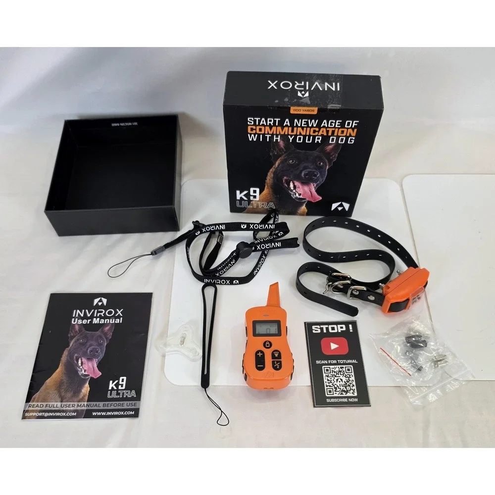 Invirox Ultra K9 Dog Shock Collar w/ Remote 124 Levels IP67 Waterproof 1100 Yd